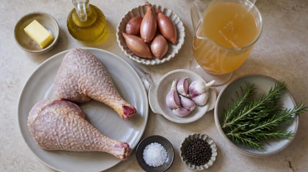 Ingrédients pour pintade au romarin en cocotte