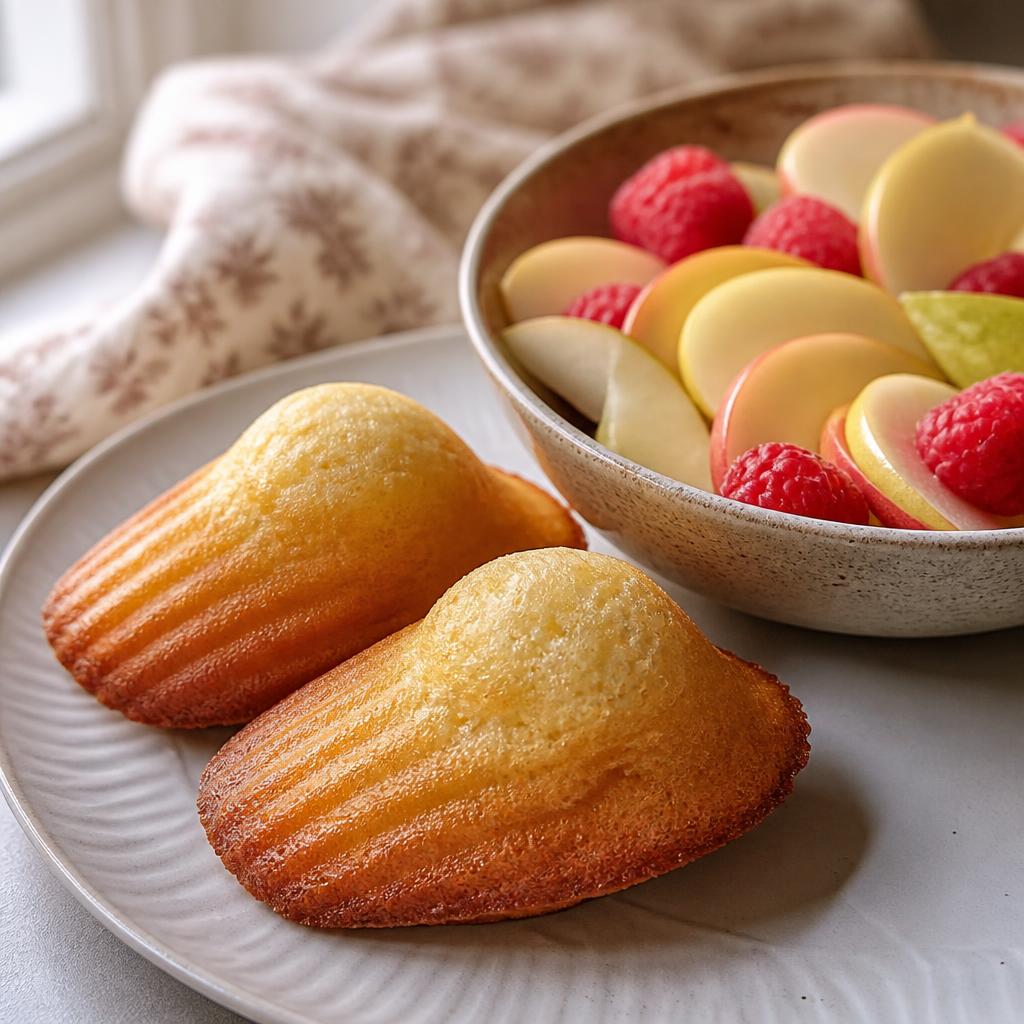 Madeleines moelleuses avec salade de fruits