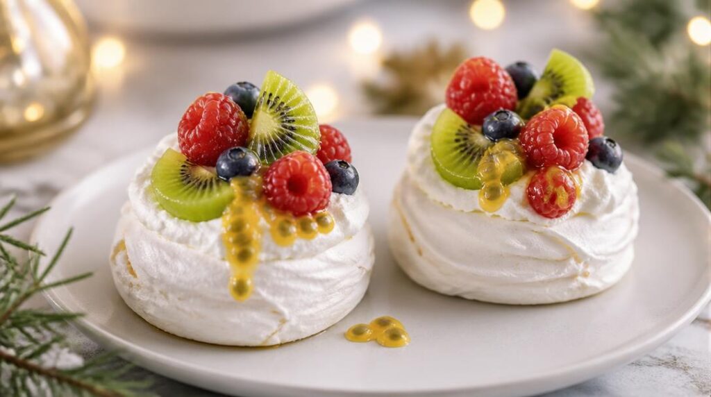 Mini pavlovas avec fruits frais
