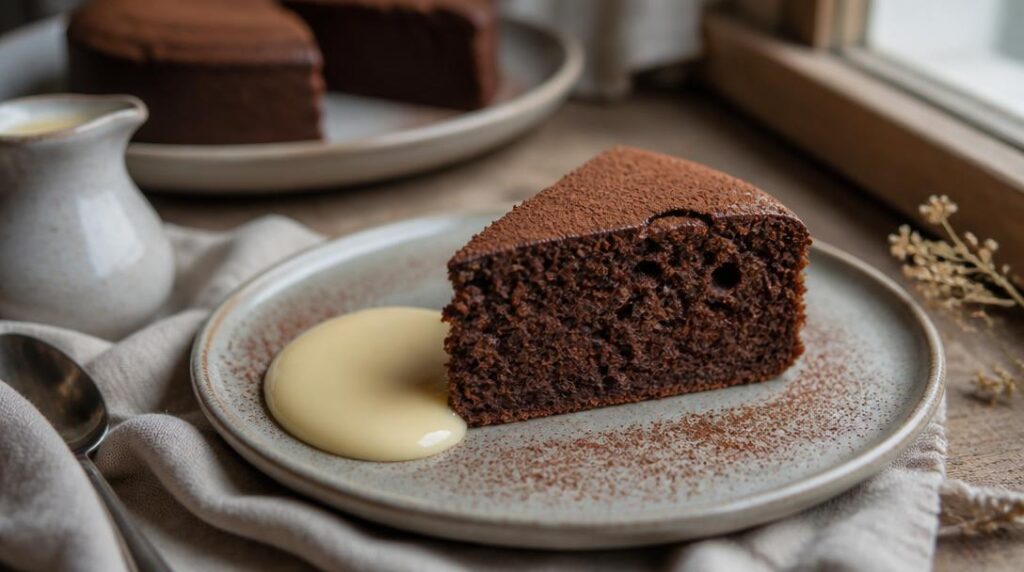 Moelleux au chocolat noir et sauce vanillée