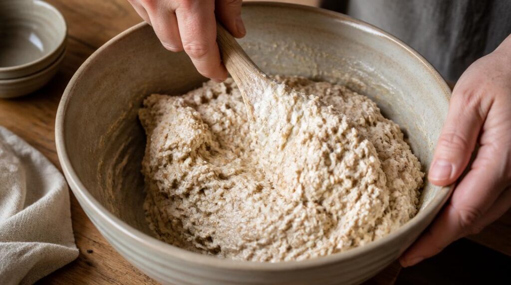 Texture de pâte à pain sans farine avant cuisson