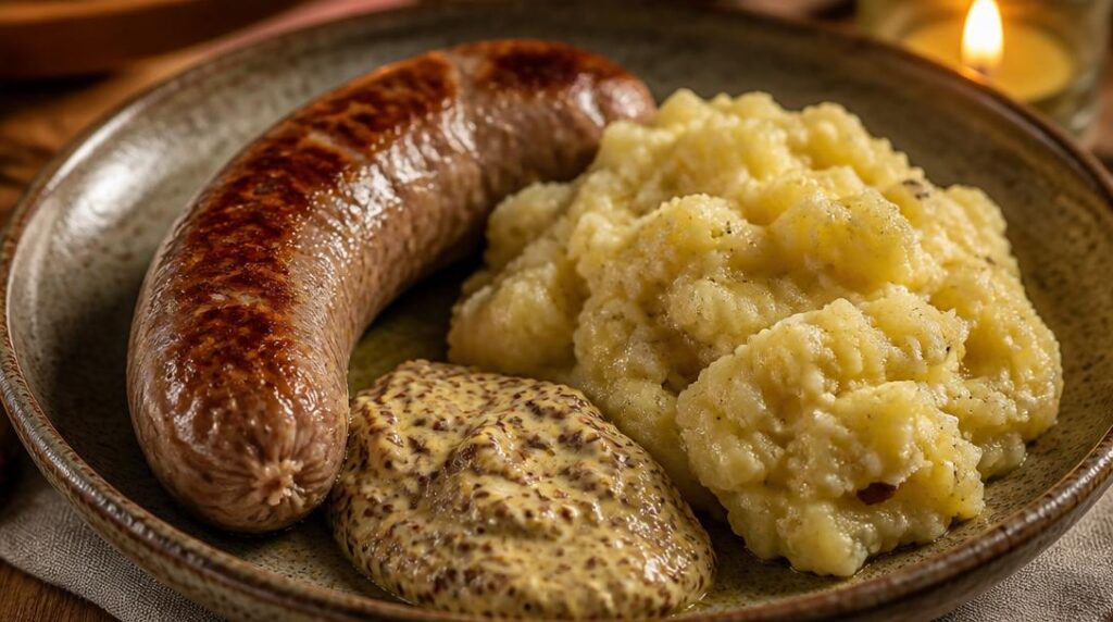 Purée rustique avec sauce moutarde à l’ancienne