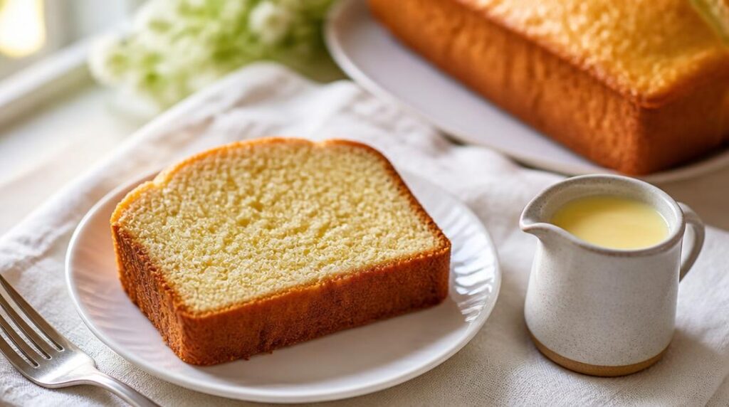 Quatre-quarts nature avec crème anglaise