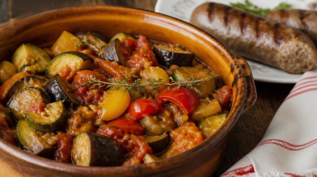 Ratatouille maison avec andouillette grillée