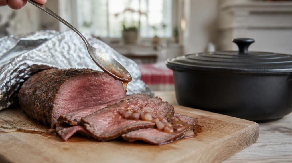 Rosbeef reposé nappé de jus de cuisson