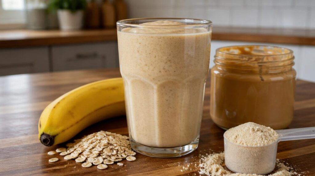 Shaker protéiné banane avoine et beurre de cacahuète
