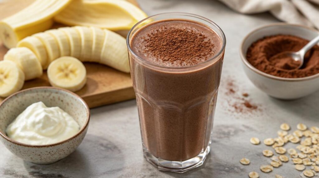 Smoothie protéiné chocolat banane au yaourt grec