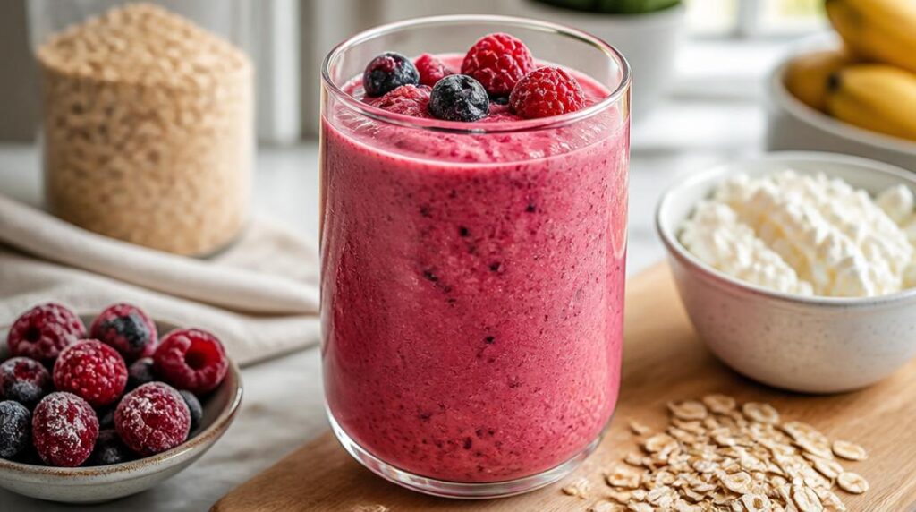 Shake protéiné maison aux fruits rouges et fromage blanc