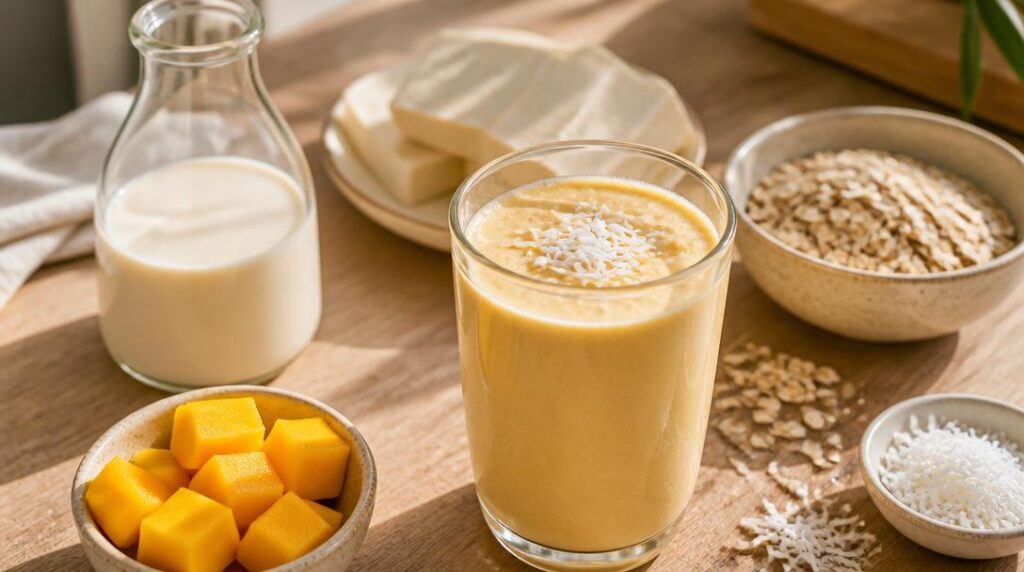 Shaker protéiné vegan mangue coco au tofu soyeux