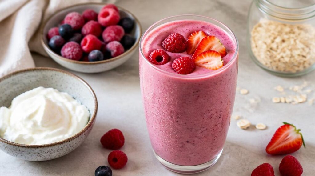 Smoothie protéiné fruits rouges au skyr