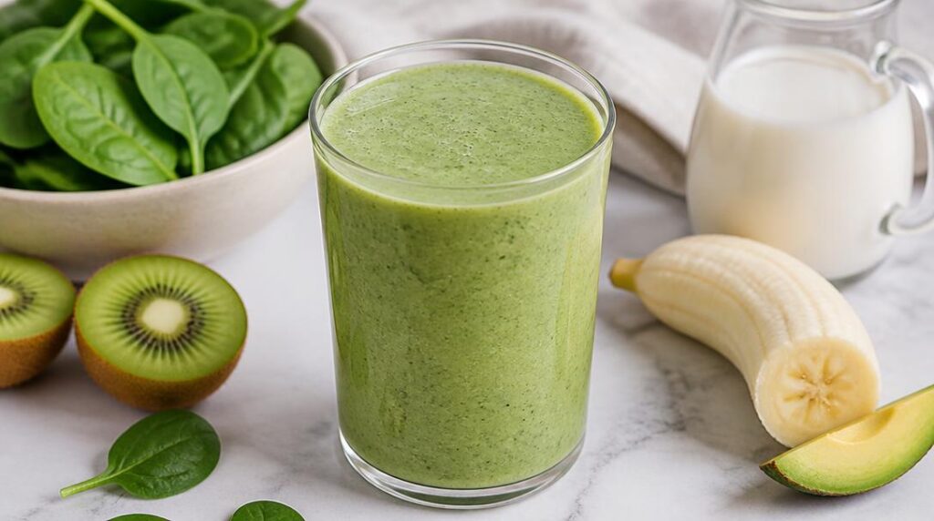 Smoothie vert protéiné au kiwi et épinards