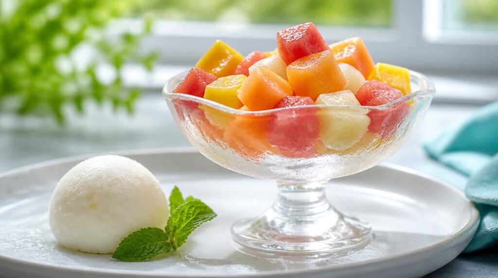 Sorbet citron avec melon et mangue