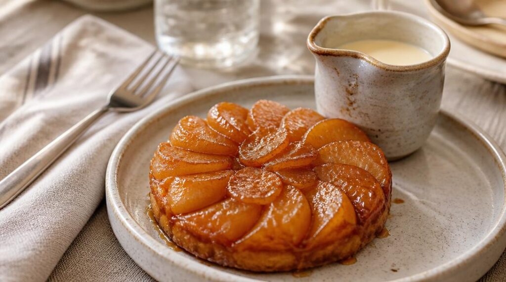 Tarte Tatin avec crème anglaise fraîche